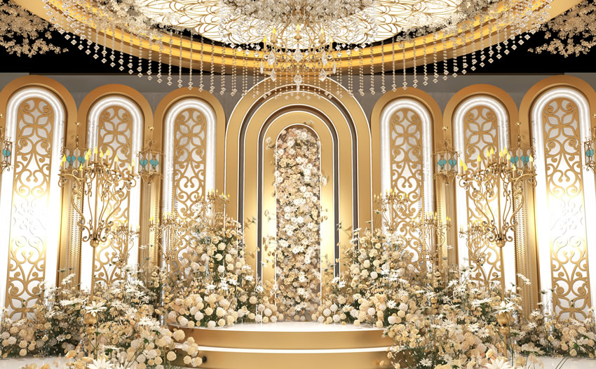 盐亭香槟色调婚礼堂效果展示